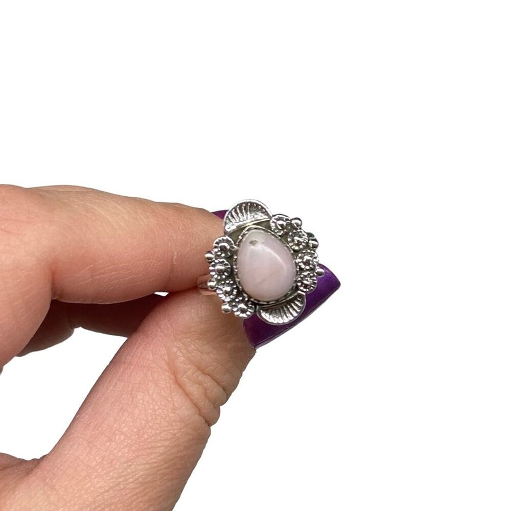 Pink Opal Ring Solid Sterling Silver 925 Size 6 B… - image 2